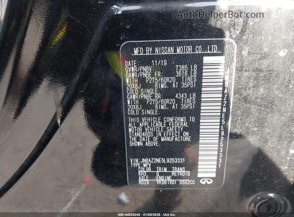 JN8AZ2NE5L9253331 2020 INFINITI QX80 Black 