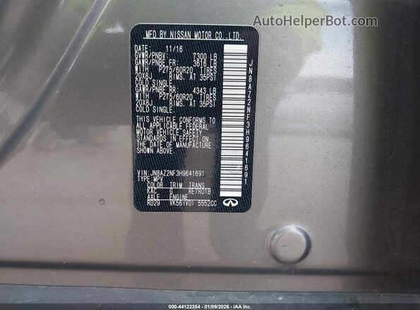 JN8AZ2NF3H9641691 2017 INFINITI QX80 Gray Vista del compartimento del motor