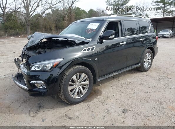 JN8AZ2NF5H9645189 2017 INFINITI QX80 Black Առջևի ձախ երեք քառորդ տեսարան