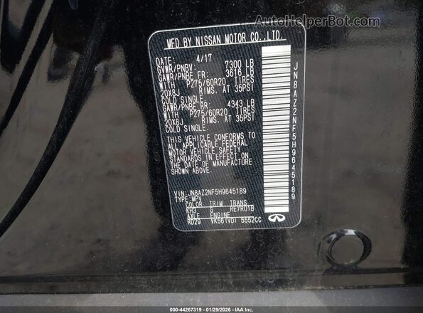 JN8AZ2NF5H9645189 2017 INFINITI QX80 Black Շարժիչի բաժամունքի տեսք