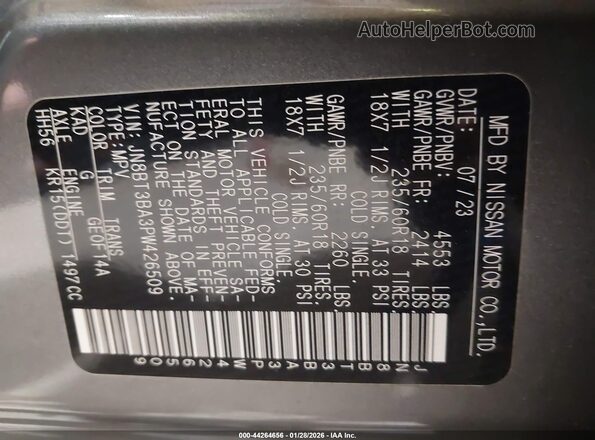 JN8BT3BA3PW426509 2023 NISSAN ROGUE Gray 