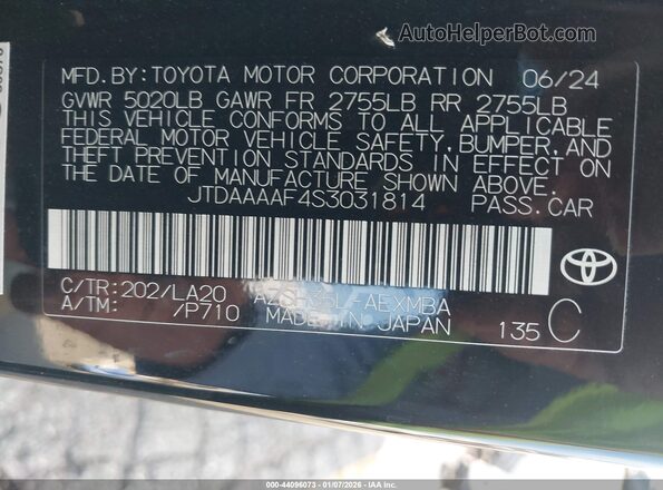 JTDAAAAF4S3031814 2025 TOYOTA LIMITED Black Widok komory silnika