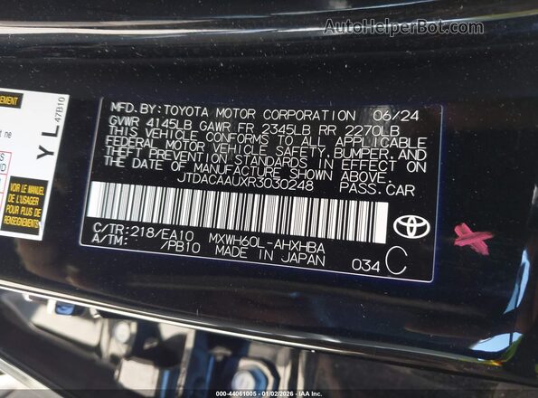 JTDACAAUXR3030248 2024 TOYOTA LIMITED Black Vista del compartimento del motor