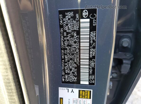 JTDACACU9P3001513 2023 TOYOTA PRIUS Gray Vista del compartimento del motor