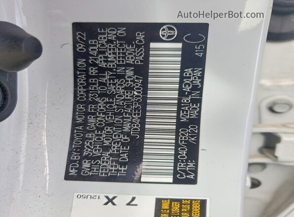 JTDB4MEE3P3000947 2023 TOYOTA LL White Вид підкапотного простору