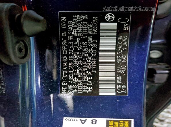 JTDBDMHE1RJ010810 2024 TOYOTA LL Blue Вид підкапотного простору