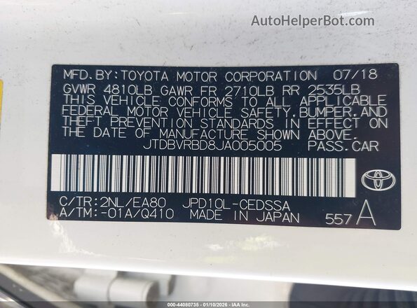 JTDBVRBD8JA005005 2018 TOYOTA MIRAI White Вид підкапотного простору
