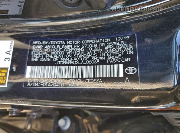 JTDBVRBDXLA008068 2020 TOYOTA MIRAI Black Вид наклейки з VIN-кодом