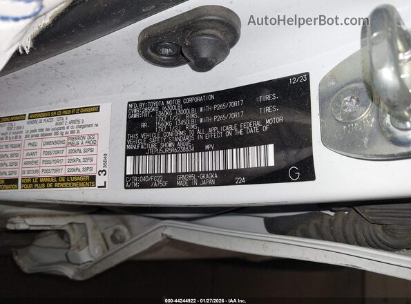 JTEPU5JR5R6238834 2024 TOYOTA 4RUNNER White Widok komory silnika