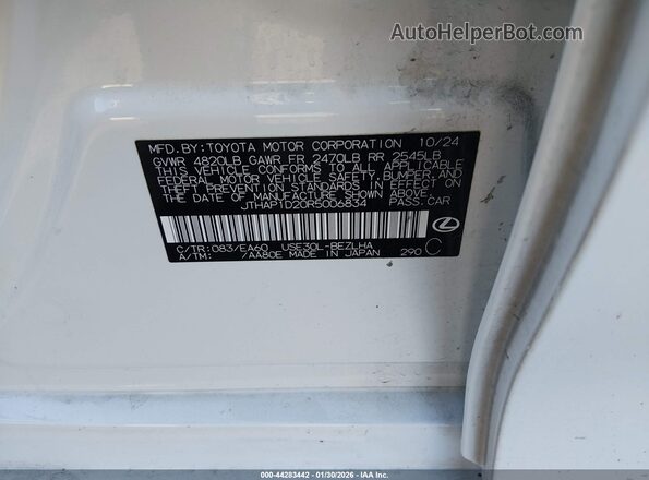JTHAP1D20R5006834 2024 LEXUS IS 500 White 