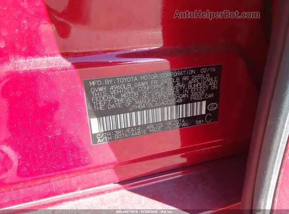 JTHBA1BL6GA002048 2016 LEXUS GS 200T Red Widok komory silnika