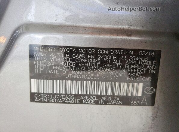 JTHBA1D20J5073377 2018 LEXUS IS Silver Շարժիչի բաժամունքի տեսք