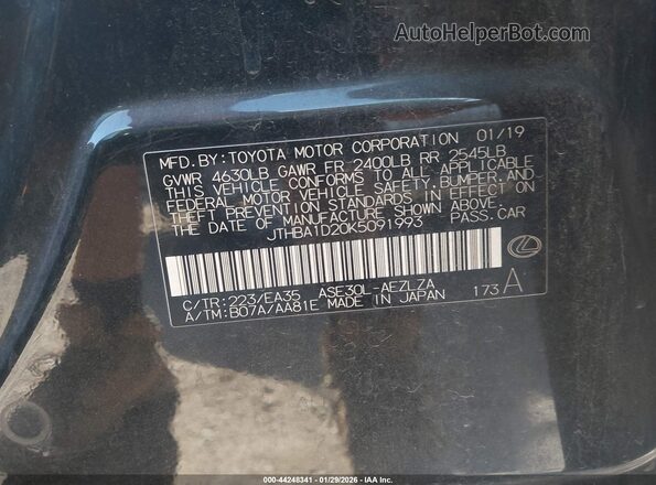 JTHBA1D20K5091993 2019 LEXUS IS 300 Black Вид підкапотного простору