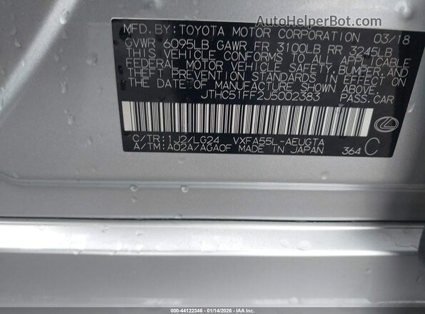 JTHC51FF2J5002383 2018 LEXUS LS 500 Серебряный Вид подкапотного пространства