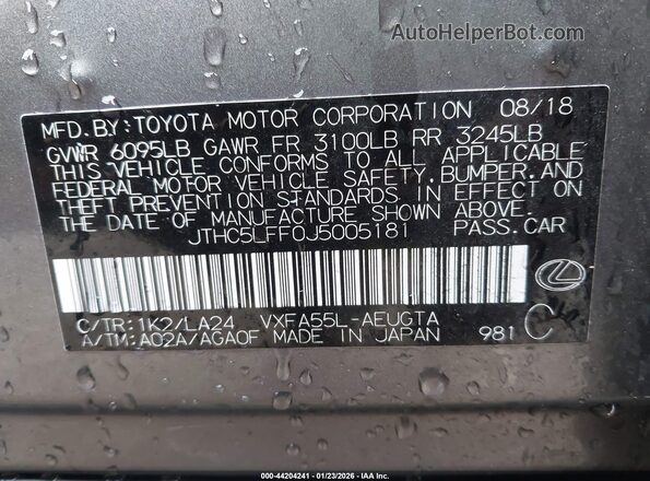 JTHC5LFF0J5005181 2018 LEXUS LS 500 Серый Вид подкапотного пространства