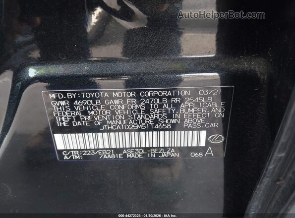 JTHCA1D25M5114658 2021 LEXUS IS 300 Black Vista del compartimento del motor