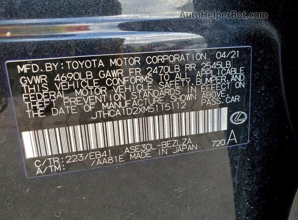 JTHCA1D2XM5115112 2021 LEXUS IS Black Widok komory silnika