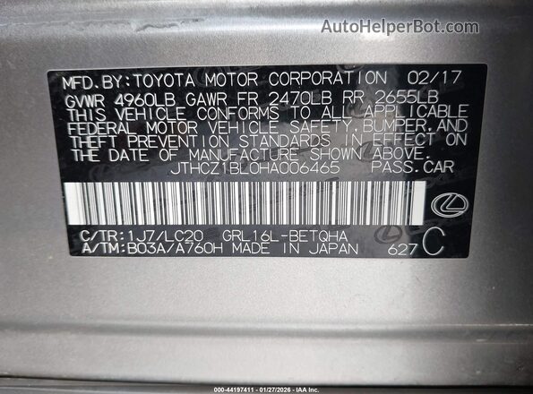 JTHCZ1BL0HA006465 2017 LEXUS GS 350 Gold Widok komory silnika