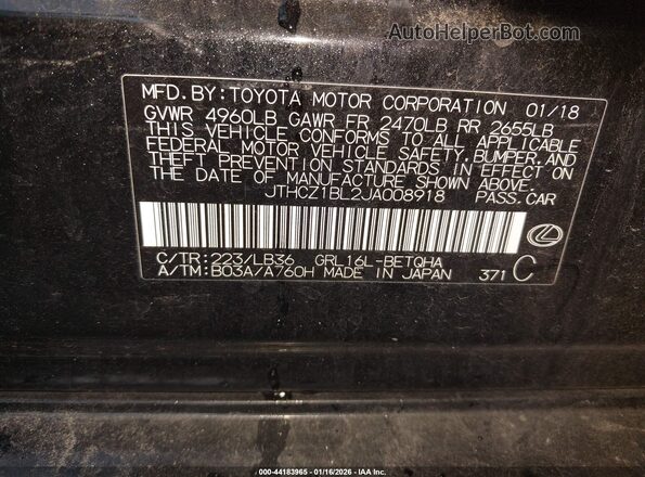 JTHCZ1BL2JA008918 2018 LEXUS GS 350 Black Вид підкапотного простору