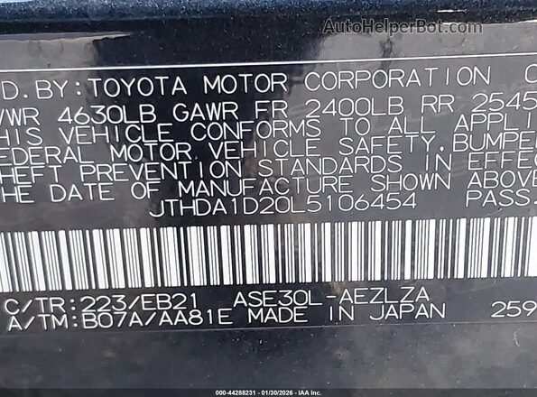 JTHDA1D20L5106454 2020 LEXUS IS 300 Black Widok komory silnika
