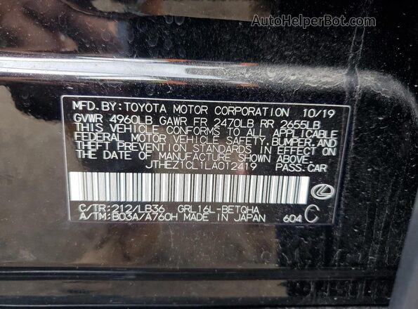 JTHEZ1CL1LA012419 2020 LEXUS GS Black Вид підкапотного простору