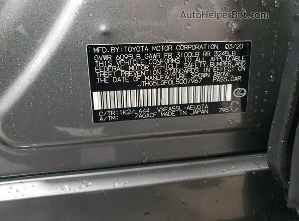 JTHG5LGF0L5007967 2020 LEXUS LS Charcoal VIN sticker view