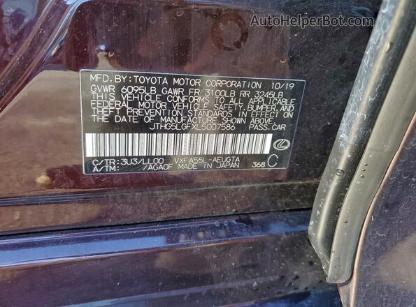 JTHG5LGFXL5007586 2020 LEXUS LS Purple Widok komory silnika