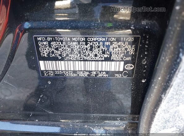 JTHGZ1E27R5033564 2024 LEXUS IS 350 Black Widok komory silnika