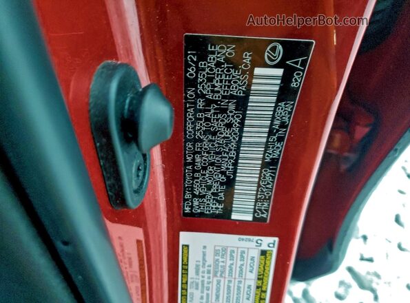 JTHP9JBH9M2049901 2021 LEXUS UX Red 