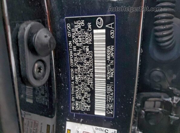 JTHR9JBH3L2032423 2020 LEXUS UX Black VIN կոդի պիտակի տեսք