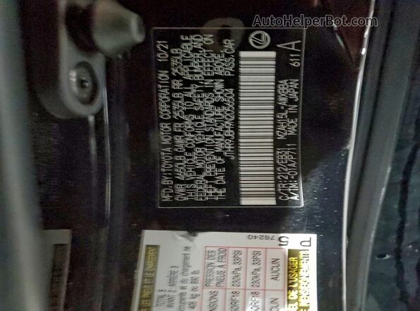 JTHR9JBH9N2056504 2022 LEXUS UX Black VIN sticker view