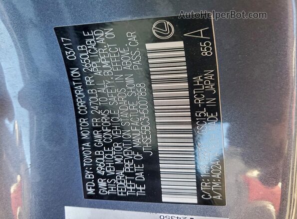 JTHSE5BC3H5007858 2017 LEXUS RC Gray Widok komory silnika