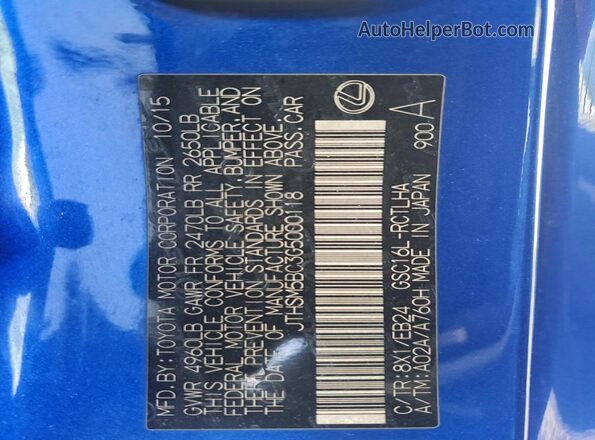 JTHSM5BC3G5000118 2016 LEXUS RC Blue Engine compartment view