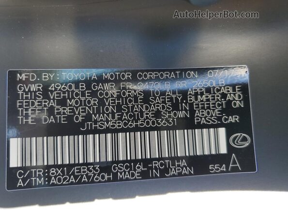 JTHSM5BC6H5003631 2017 LEXUS RC Black 