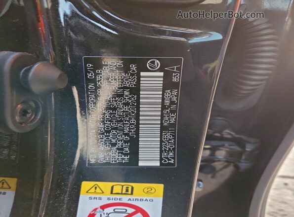 JTHU9JBH1K2012762 2019 LEXUS UX Black VIN sticker view