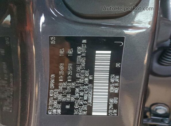 JTJAAAAB8SA031109 2025 LEXUS RZ Charcoal Widok naklejki z numerem VIN