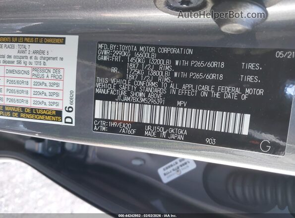 JTJAM7BX3M5296391 2021 LEXUS GX 460 Gray Widok komory silnika