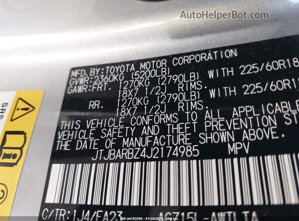 JTJBARBZ4J2174985 2018 LEXUS NX 300 Silver Engine compartment view