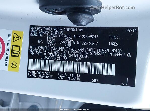 JTJBARBZ8H2101581 2017 LEXUS NX 200T White 