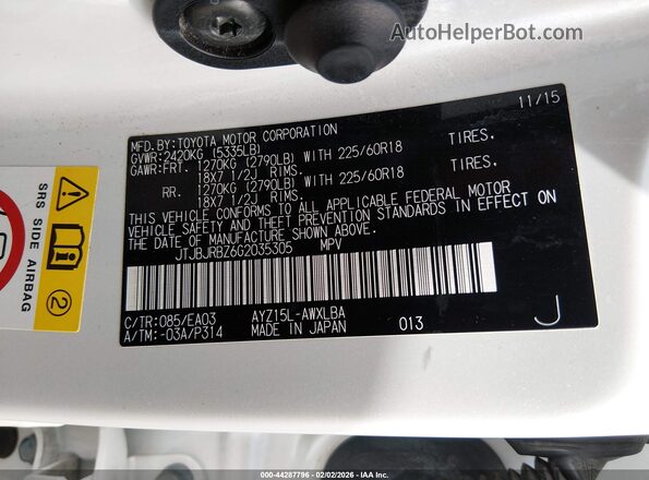 JTJBJRBZ6G2035305 2016 LEXUS NX 300H White Vista del compartimento del motor