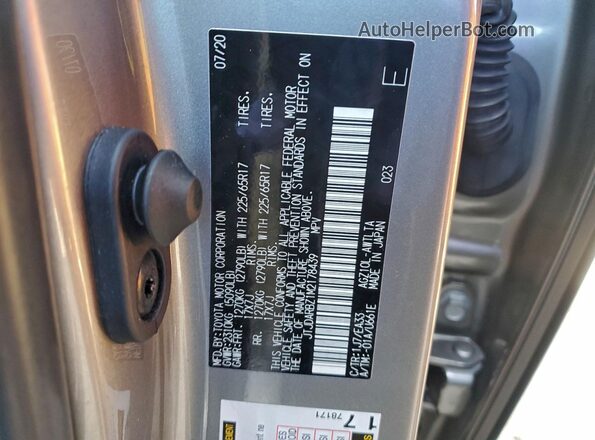 JTJDARBZ1M2178439 2021 LEXUS NX Silver VIN կոդի պիտակի տեսք