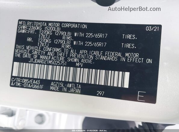 JTJDARDZ1M5025751 2021 LEXUS NX 300 White Widok komory silnika