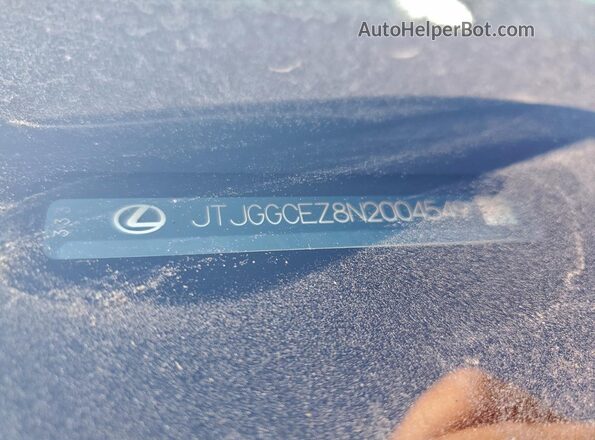 JTJGGCEZ8N2004549 2022 LEXUS NX Черный Вид наклейки с VIN-кодом