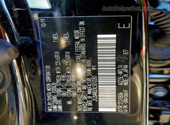 JTJSARDZXL5010283 2020 LEXUS NX Black Widok naklejki z numerem VIN
