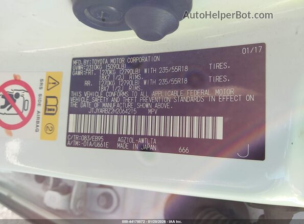 JTJYARBZ2H2064215 2017 LEXUS NX 200T White Engine compartment view