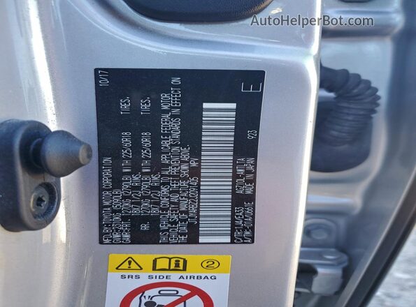 JTJYARBZ2J2091405 2018 LEXUS NX Silver VIN կոդի պիտակի տեսք