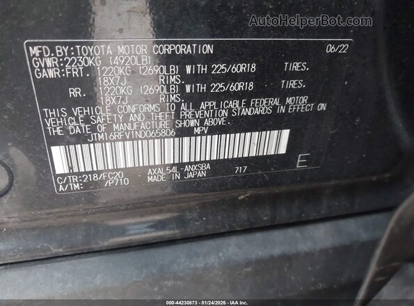 JTM16RFV1ND065806 2022 TOYOTA RAV4 HYBRID Black ძრავის განყოფილების ხედი