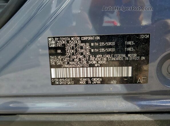 JTMABABA0SA091553 2025 SUBARU SOLTERRA Синий Вид наклейки с VIN-кодом