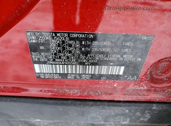 JTMABABA4PA003482 2023 SUBARU SOLTERRA Red 