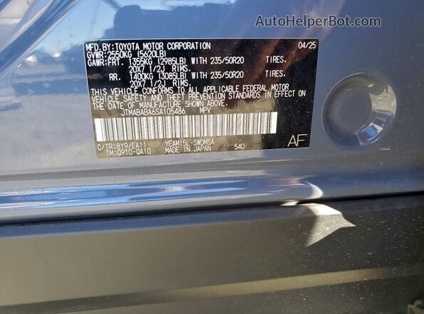 JTMABABA6SA105486 2025 SUBARU SOLTERRA Gray VIN կոդի պիտակի տեսք